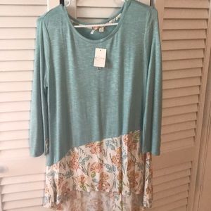Long floral blue tunic